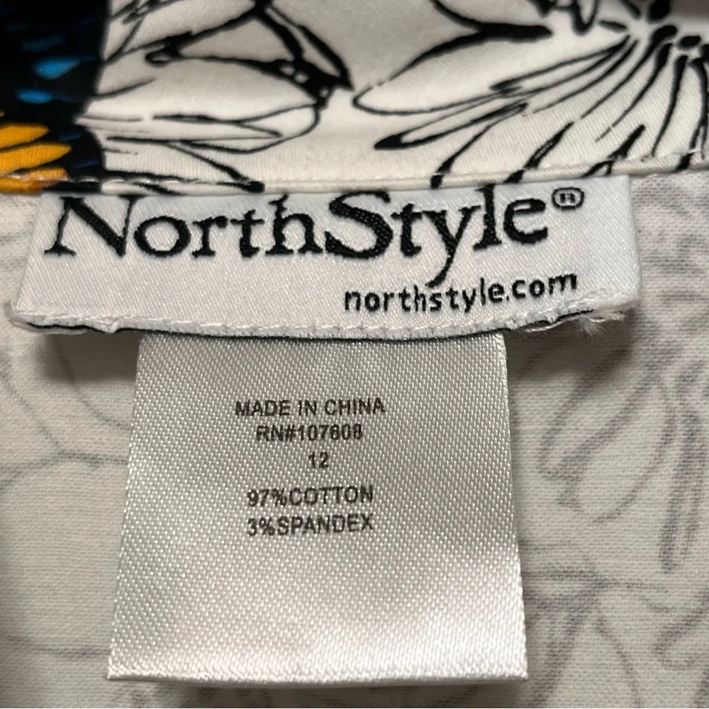 NORTH STYLE Floral‎ Butterfly Dress Midi Botanical Fit & Flare Stretch Womens 12